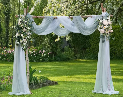 Vista 27 de Warm Home Designs Paquete de Tela para Arco de Boda Tiene 2 Scarves de 216 Pulgadas (18 Pies) en Tela Azul Marino y Blanco para Ceremonia de Boda