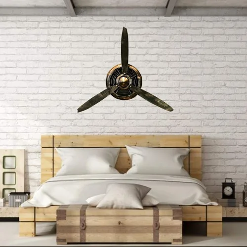 Vista 5 de Hélice de metal KTV para decoración de pared, estilo industrial retro, hélice mecánica montada en la pared, escultura de pared de hierro forjado 3D