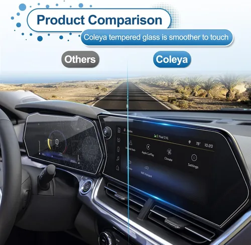 Vista 7 de Paquete de 2 protectores de pantalla para Chevy Trax 2024 2025 2026 para Chevrolet Trax (11 pulgadas Navi+8 pulgadas Dash) (LT/2RS/ACTIV), vidrio