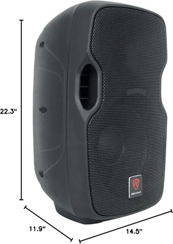 Vista 10 de Rockville BPA10 - Altavoz PA DJ Amplificado de 10 pulgadas y 400 W Pico con Bluetooth, reproductor USB/SD, radio FM, entradas XLR/RCA/1/4"/Aux