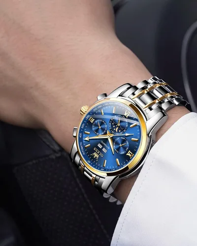 Vista 5 de OLEVS Relojes automáticos para hombre diseño de esqueleto Tourbillon cuerda automática reloj de pulsera de lujo fase lunar fecha impermeable