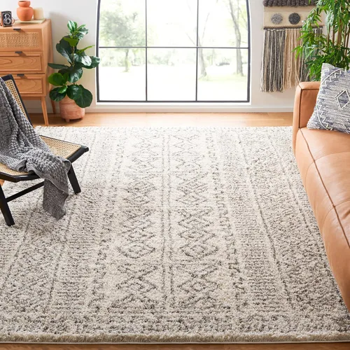 Vista 8 de SAFAVIEH Hudson Shag Collection - Alfombra decorativa de 2 x 3 pies, diseño marroquí marfil y gris, no desprende pelusa y de fácil cuidado, 2