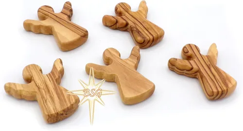 Vista 10 de Dacaret Factory Ángel de la guarda de madera de olivo, cabe en la mano y el bolsillo Reduce el estrés y la ansiedad Ángel de palma Figuras