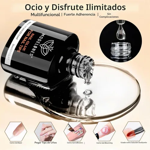 Vista 3 de Modelones X - Juego de pegamento de gel para uñas y capa base superior de A-transparente-3