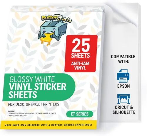 Vista 12 de Glossy Printable Vinyl Sticker Paper 25s Non-Epson Compatible 8.5"x11" Blanco