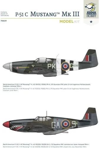Vista 5 de Arma Hobby 1/72 P-51 C Mustang Mk. III Modelo Kit