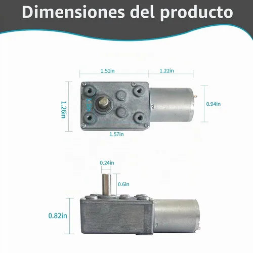 Vista 2 de DC 12V 25RPM 4.4 lbs.cm 0.236 in Ejes individuales Motor de engranaje helicoidal reversible con cable, motor de reducción de velocidad de alto par