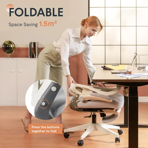 Vista 4 de FLEXISPOT Foldex - Silla de oficina ergonómica, silla plegable para espacios pequeños con soporte lumbar, reposabrazos abatibles, reposacabezas 3D