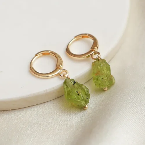Vista 59 de Gempires Handmade Gemstone Hoop Earrings Raw Crystal Dangle Jewelry Hypoallergenic Gold Plated Lightweight Elegant Jewelry Gifts For Women