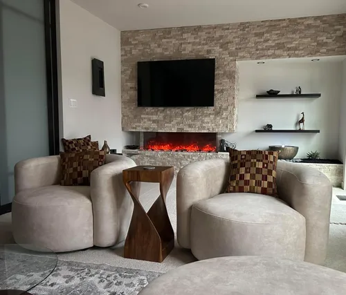 Vista 4 de Acanva - Sofá de terciopelo con respaldo curvo y diseño moderno de lujo, sofá minimalista cómodo para sala de estar, apartamento, espacio