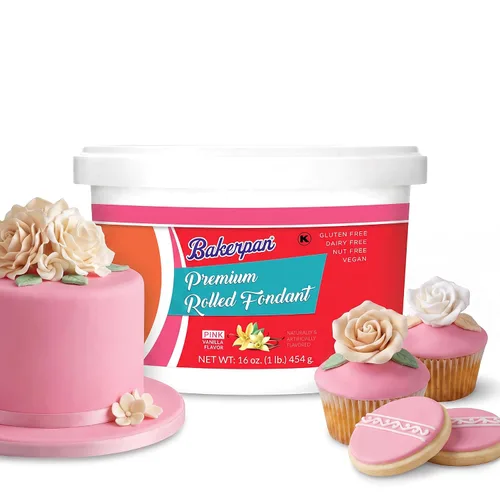 Vista 15 de Bakerpan Fondant negro enrollado prémium para decoración de pasteles, 1 libra, sabor vainilla