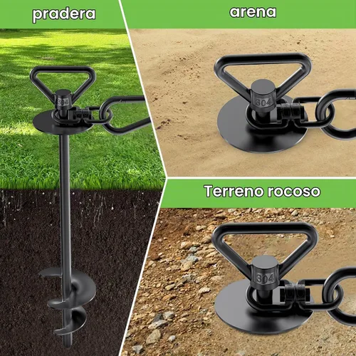 Vista 4 de TOMBABY Cable y estaca para perros, con cable resistente de 20 pies, anclaje giratorio de 360° y antienredos, corredor de perro para patio, estaca