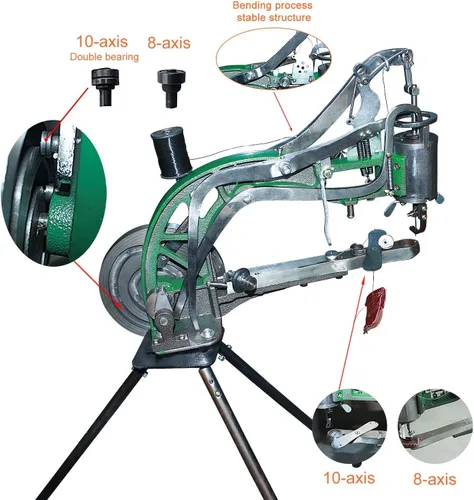Vista 3 de The New Cobbler Machine 10 - Rodamientos, máquina de coser de cuero a mano para reparación de zapatos, máquina de zapatero con línea de nailon