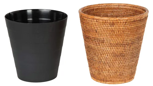 Vista 6 de Mekomy KOUBOO La Jolla - Papelera de ratán con inserto de plástico, hecha a mano, papelera, pequeña papelera, dormitorio, baño, tocador, caravana