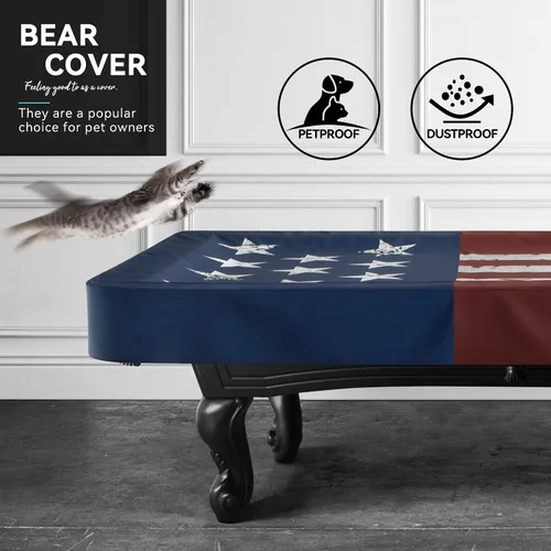 Vista 3 de Cubierta para Mesa de Billar BEARCOVER, Accesorios de Mesa de Billar de Piel Sintética Resistente Impermeable para Interior/Exterior, Accesorios