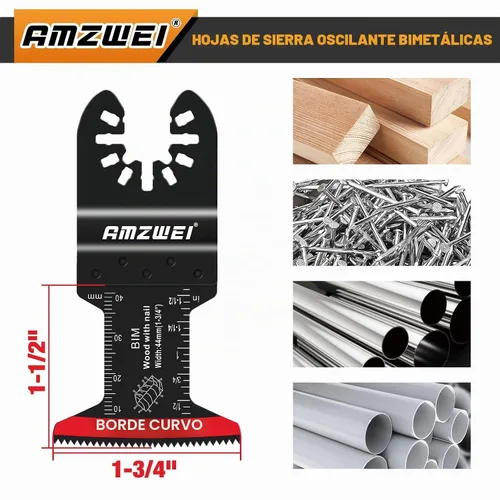 Vista 5 de AMZWEI 10 piezas cuchillas oscilantes bimetálicas para herramientas de corte de metal, cuchillas multiherramienta de borde curvado de 1-3/4