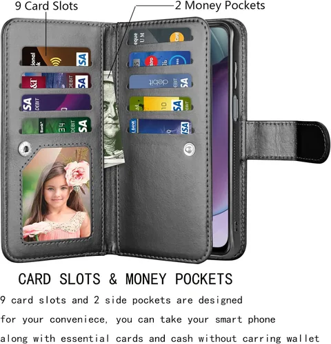 Vista 2 de Njjex Funda tipo cartera para Motorola Moto G Stylus 2023 5G, para Moto G Stylus 2023 5G, [9 ranuras para tarjetas] Funda de piel sintética
