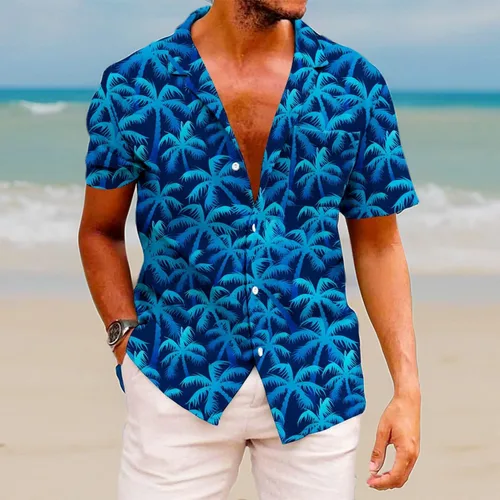 Vista 184 de KYKU - Camisa hawaiana funky para hombre, ropa tropical para vacaciones en Palm Beach