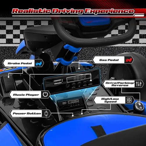 Vista 8 de Go-Kart eléctrico de deriva para niños de 6 a 12 años, motor de 400 W de Azul
