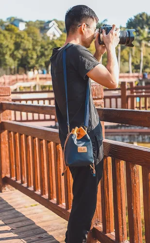 Vista 8 de Bolsa compacta para cámara, ligera, sin espejo, con correa ajustable, resistente al agua, se adapta a cámara y lente, ideal para viajes