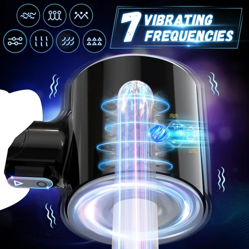 Vista 3 de Masturbadores masculinos de empuje automático, masturbadores masculinos de bolsillo con 7 modos de empuje y vibración para hombre, máquina sexual