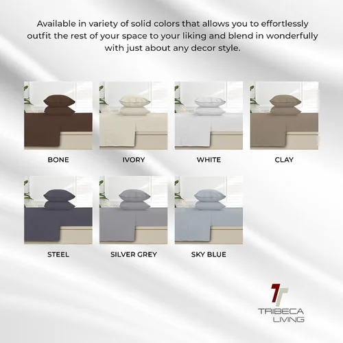 Vista 6 de Tribeca Living Juego de funda de almohada de satén de algodón egipcio suave, bolsillo extra profundo, 600 hilos, sábana de cama, Queen, chocolate