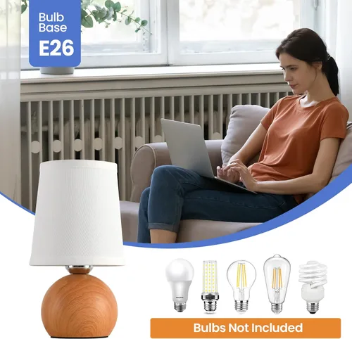 Vista 7 de Lámpara de mesa moderna de cabecera, lámpara de cabecera pequeña, lámpara de mesita de noche para dormitorio con pantalla de tela y acabado
