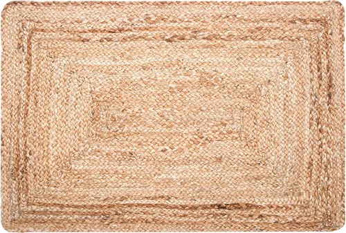 Vista 8 de Light & Pro Alfombra de yute, 2 x 3, natural, hecha a mano, trenzada, reversible, alfombra rústica