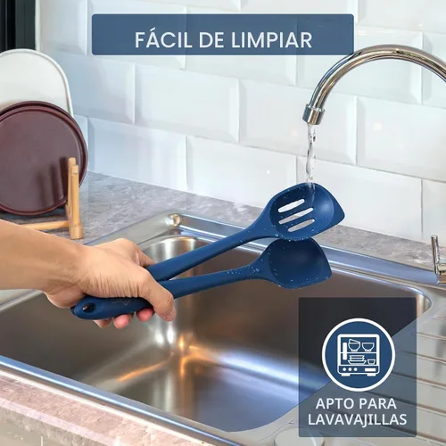 Vista 5 de HOTEC - Espátula de cocina de silicona resistente al calor de 446°F, libre de BPA, cucharas grandes y sólidas con ranuras para la cocina