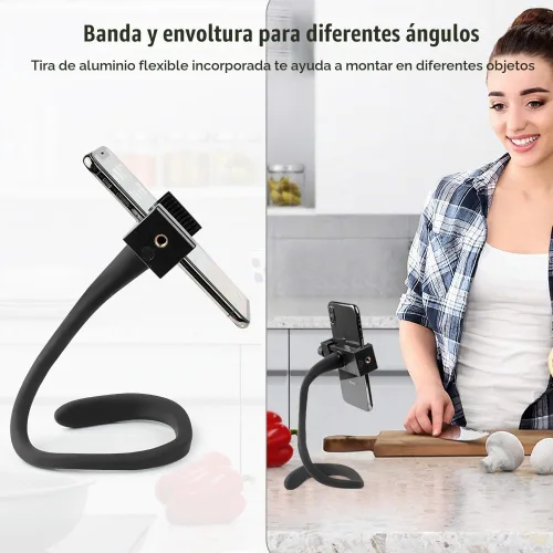 Vista 4 de Taisioner Soporte de teléfono para cochecito de montaje flexible, cuello de cisne para cinta de correr, bicicleta, carrito de compras, barco