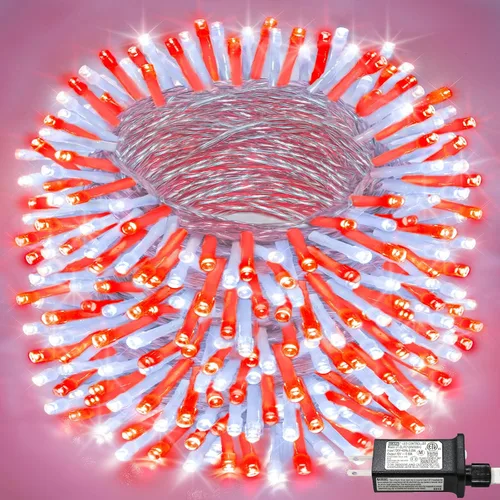 Vista 18 de Tira de 200 luces LED de 66 pies para exteriores, luces de Navidad conectables para interiores, cable transparente, impermeable, 8 modos de luces