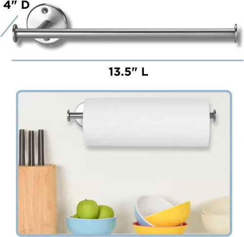 Vista 2 de Soporte de pared para toallas de papel, soporte para toallas de papel para debajo del gabinete, antioxidante, se monta en pared o gabinete, vertical