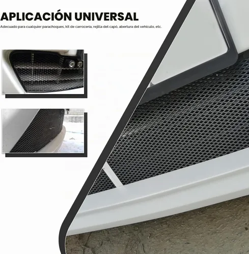 Vista 6 de Malla de rejilla para automóvil, 40 x 13 pulgadas, malla de aluminio multifuncional con orificio rómbico de 3 × 0.236 in, cubierta protectora