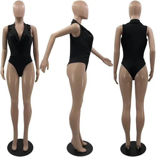 Vista 5 de Mintsnow Body sexy sin mangas con solapa para mujer, camiseta sin mangas