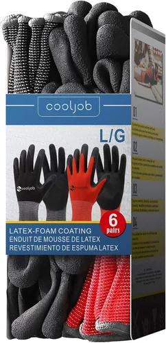 Vista 9 de COOLJOB Guantes de jardinería medianos para mujer, 6 pares y 6 pares de guantes de jardinería grandes para hombres, paquete de paquete