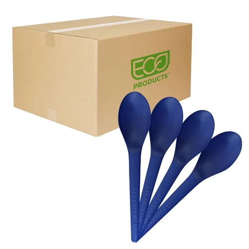 Vista 4 de Eco-Products - Cucharas de plástico compostables CPLA de 6 pulgadas, caja de 1000, cuchara negra desechable, cubiertos de plantas