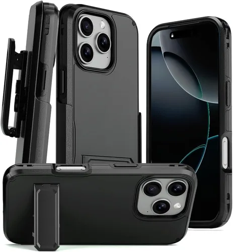 Vista 22 de MOTIVE Funda para iPhone 15 con clip para cinturón, magnética compatible con MagSafe, combo de funda de carcasa a prueba de golpes, funda para Negro