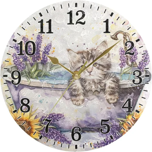 Vista 71 de JUNZAN Reloj de bañera con vino romántico espumoso y velas, reloj de pared silencioso de 10 pulgadas, pequeño reloj redondo, decoración de cocina