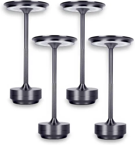 Vista 6 de Paquete de 2 lámparas de mesa inalámbricas recargables, lámpara portátil que funciona con pilas, luz de mesa LED de atenuación continua con función