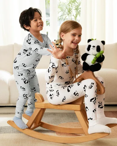 Vista 7 de Bamboo Viscose Baby Boys Girls Pajama Sets 2-8Y Toddler Kids Softness Two Piece Long-Sleeve Snug fit Sleepwear Pjs Panda