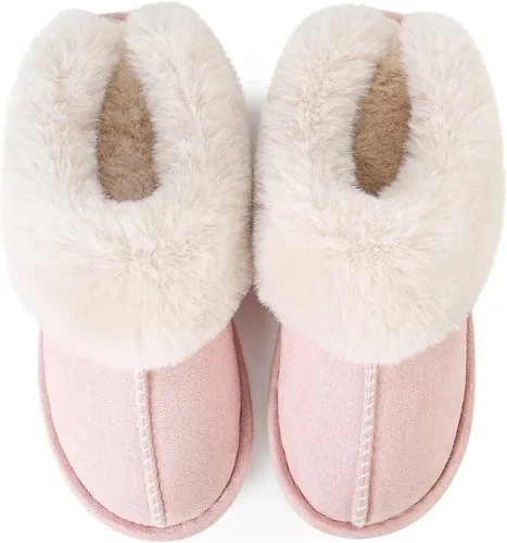 Vista 5 de Pantuflas para mujer, acogedoras y cálidas, de invierno, para casa, esponjosas, suaves, de espuma viscoelástica, cómodas, de piel sintética