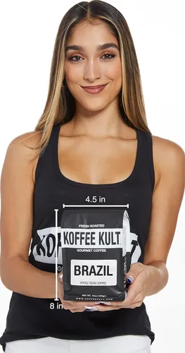 Vista 9 de Koffee Kult Café Brasil tostado medio, 100% café brasileño de origen único, tostado artesanal fresco (grano entero, bolsa de 12 onzas)