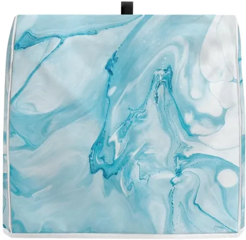 Vista 3 de Funda para batidora de soporte con estampado de mármol azul, compatible con mezclador de cocina de 4.5 a 5 cuartos de galón, fundas lavables a azul