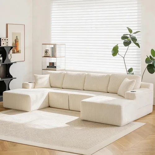 Vista 16 de Sofá modular modular en forma de U de 103 pulgadas con 2 otomanas Negro