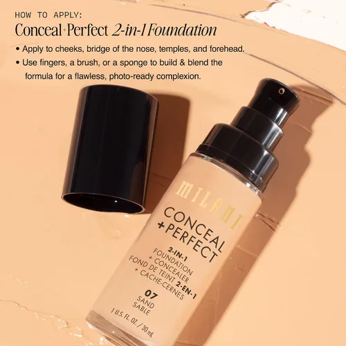 Vista 5 de Milani Conceal + Perfect - Maquillaje líquido de base, neutro ligero, 1