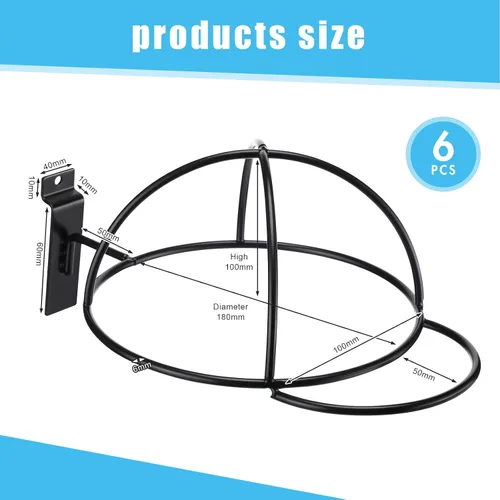 Vista 3 de Kigley 6 piezas de sombrero de alambre para gorras de béisbol, accesorios de metal negro, estantes minoristas para puerta de mercancía, armario