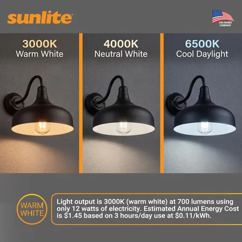 Vista 7 de Sunlite 81315-SU - Lámpara LED de cuello de cisne rústica, 30 vatios, 120 voltios, regulable, 700 lúmenes, vida útil de 50,000 horas, exterior