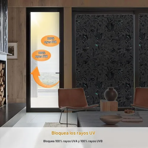 Vista 5 de Película opaca para ventana, 100% con bloqueo de luz solar, cubierta de privacidad extraíble para ventana, tinte para ventanas de vidrieras