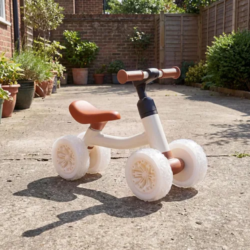 Vista 9 de Baby Walker Bike de 1 año con 4 ruedas luminosas blancas