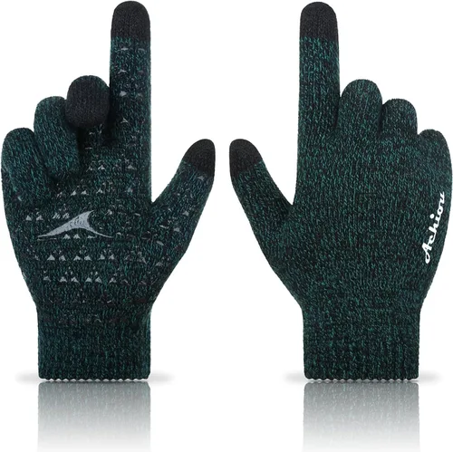 Vista 12 de Achiou Winter Gloves for Men and Women, Touchscreen Soft Knit Gloves Camello almendra